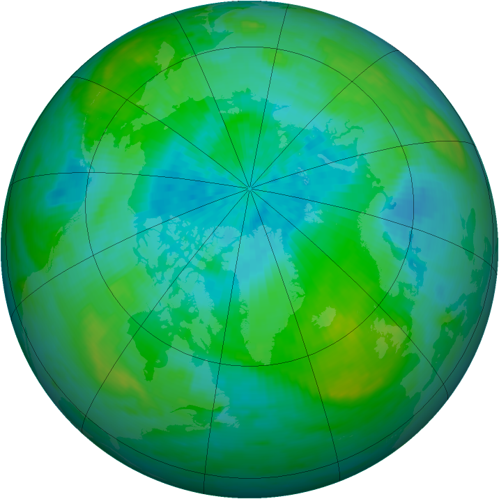 Arctic ozone map for 30 August 1992